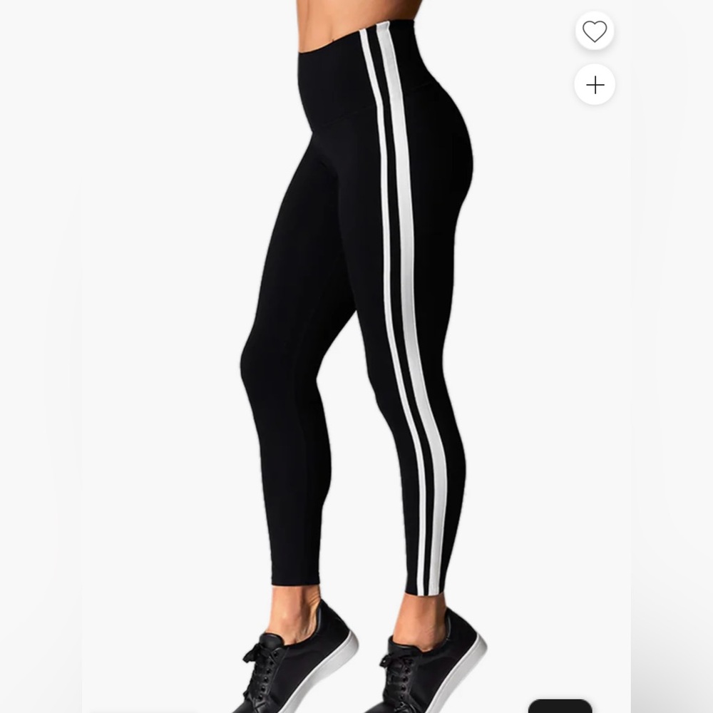 Tavi Black Leggings with White Stripe